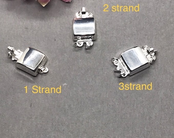 925 Sterling Silver clasp, Rectangular Box Clasp, plain, Jewelry clasp, Necklace connector, Push in & out ,Sterling silver clasp,1 Piece.