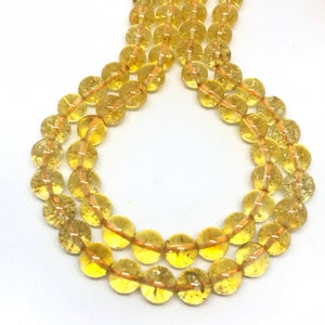 10mm Citrine Beads,Smooth Yellow Citrine Beads,100% Natural Gemstone For Jewelry Making,November Birthstone,Gift For Women,16 Inch Strand