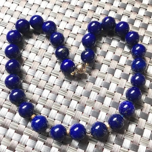 Natural Lapis Lazuli Necklace, 14k Solid Gold, AAA Lapis Lazuli Choker Necklace,14mm Lapis Lazuli Bead Necklace,Gift For Women,lapis jewelry