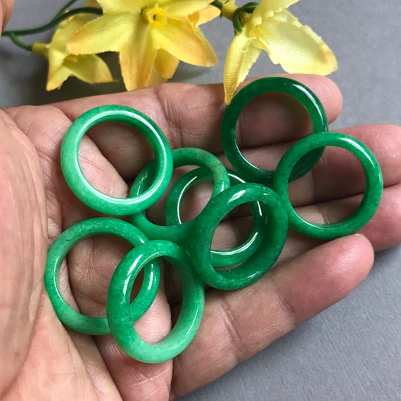 Green Jade ring, Thin jade stacking ring For Women & Men, 5MM Thickness, Ready To Wear, used for Various styling jewelry (# 2-Jade Ring-S)