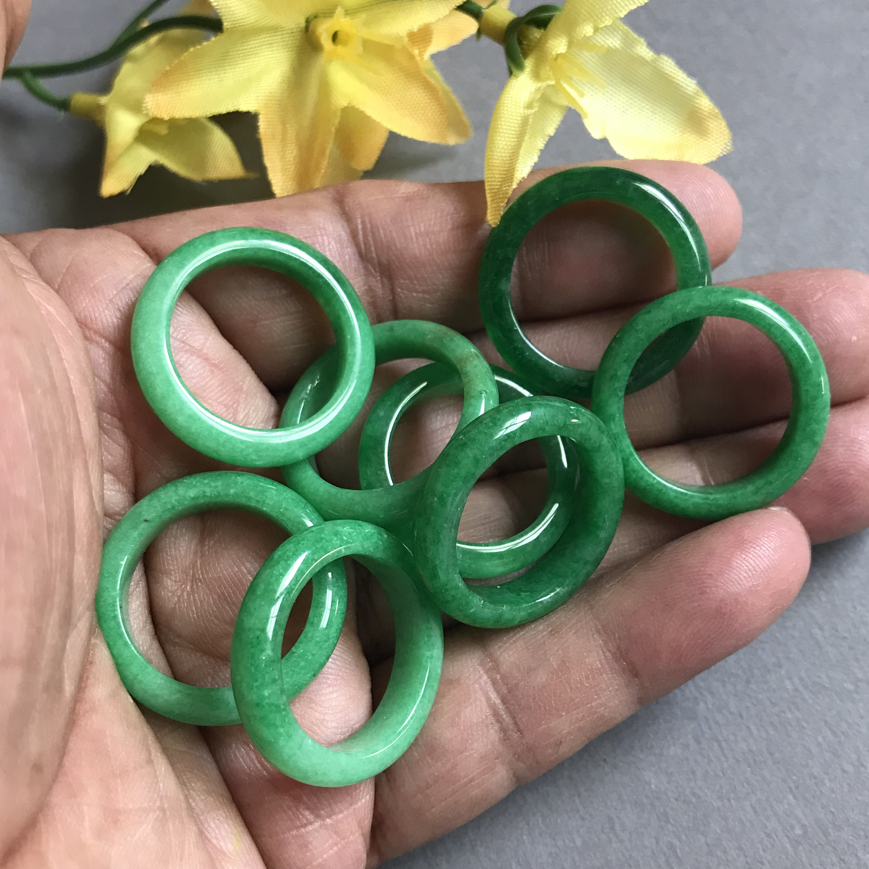 Green Jade ring, Thin jade stacking ring For Women & Men, 5MM Thickness, Ready To Wear, used for Various styling jewelry (# 2-Jade Ring-S)