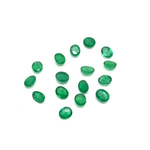 100% Natural Emerald Lot, Faceted Green emerald, 5X4mm Emerald Oval, May Birthstone,Green Gemstone, Zambian Emerald For Jewelry( #-G-00063 )