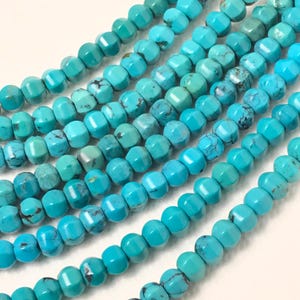 Rondelle Turquoise Beads 6mm, Black Spot Faceted Turquoise Bead,Sleeping Beauty Turquoise Gemstone Beaded Necklace For Woman, 15 Inch Strand