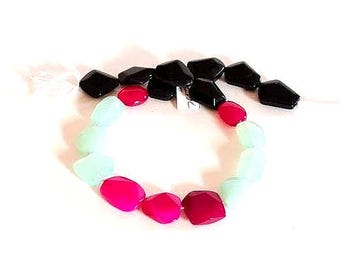 Natural Multi Color Chalcedony Beads, 16x20mm Tumble Chalcedony Gemstone Bead, Red, Green & Black Gemstone, 16 Inch Strand Bead ( #925)