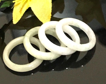 Anello in giada naturale da 3 mm, anello in giada bianca per donna/uomo, anello a fascia in giadeite taglia 5, anello con pietra portafortuna di marzo, pronto da indossare, taglie 4.5 - 9.5 US