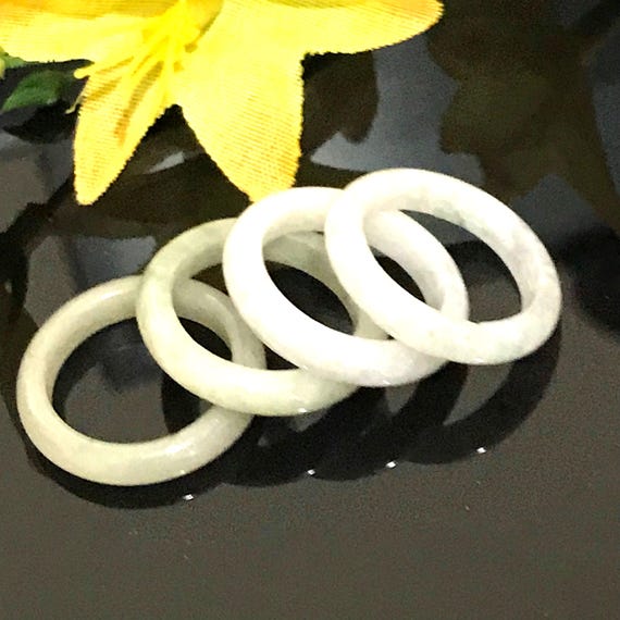 Natural Jade Ring 3MM, White Jade Ring For Women/Men, Jadeite Band Ring Size 5, march Birthstone Ring, Ready To Wear, Size 4.5 - 9.5 US