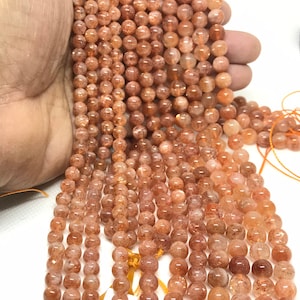 AAA Smooth Sunstone Beads, 6/7/8mm Round Sunstone Beads For Jewelry Making, 16 Inch Strand, Sunstone Bead Necklace For Man/woman (#1156)