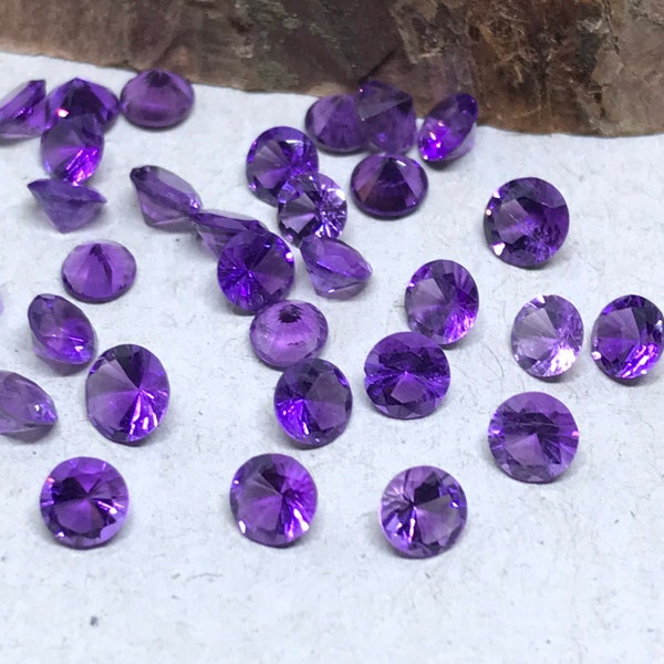 Natural Amethyst Gemstone,African Purple Amethyst Stone,4mm Round Amethyst,10 Piece Amethyst Lot,Loose Faceted Amethyst For Jewelry Making
