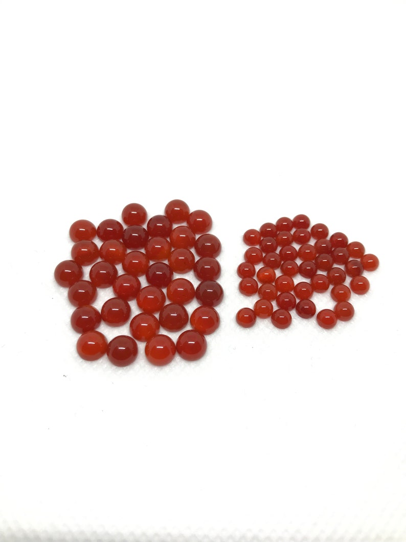 Natural Carnalion Cab.Round 6 mm/& 4 MM Beautiful Color N quality,Pack of 2 pcs CB-00177