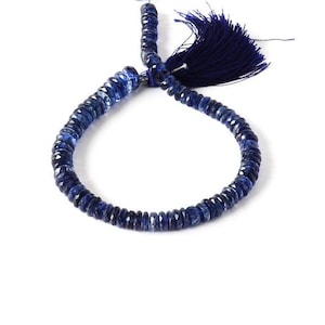 AAA Natural Kyanite Beads, 6mm to 8mm Rondelle Kyanite Beaded Necklace, Blue Gemstone September Birthstone For Jewelry, Loose Bead Strand