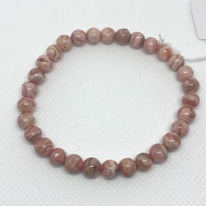 100% Natural Rhodochrosite Bracelet, 7mm Plain Round Rhodochrosite Bead Bracelet, Men&#39;s Bracelet, Gift For Women, Adjustable Bracelet