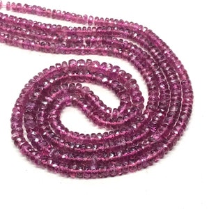 Rubellite Tourmaline Beads, Pink Necklace, Beaded Necklace,Gift for women, Red Rondelles Approx 2.7 to 3.5 mm, 18 Inch, GEM AAA quality.Ruby