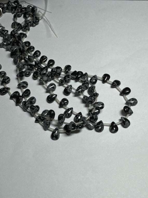 Perles Briolette Jaspe K2 Naturelles - 7 Brins (59 Carats) - Forme Poire Lisse - Pakistan