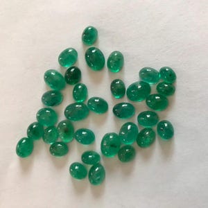 Natural Green Emerald, 4x6mm to 6x8mm oval Emerald Gemstone Cabochons, Multi Size Loose Smooth Emerald Stones For Ring/Earring (#-G-00071)