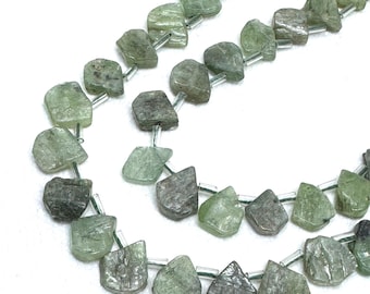 Green Kyanite Briolette Bead Strand, September Birthstone, 16 Inch