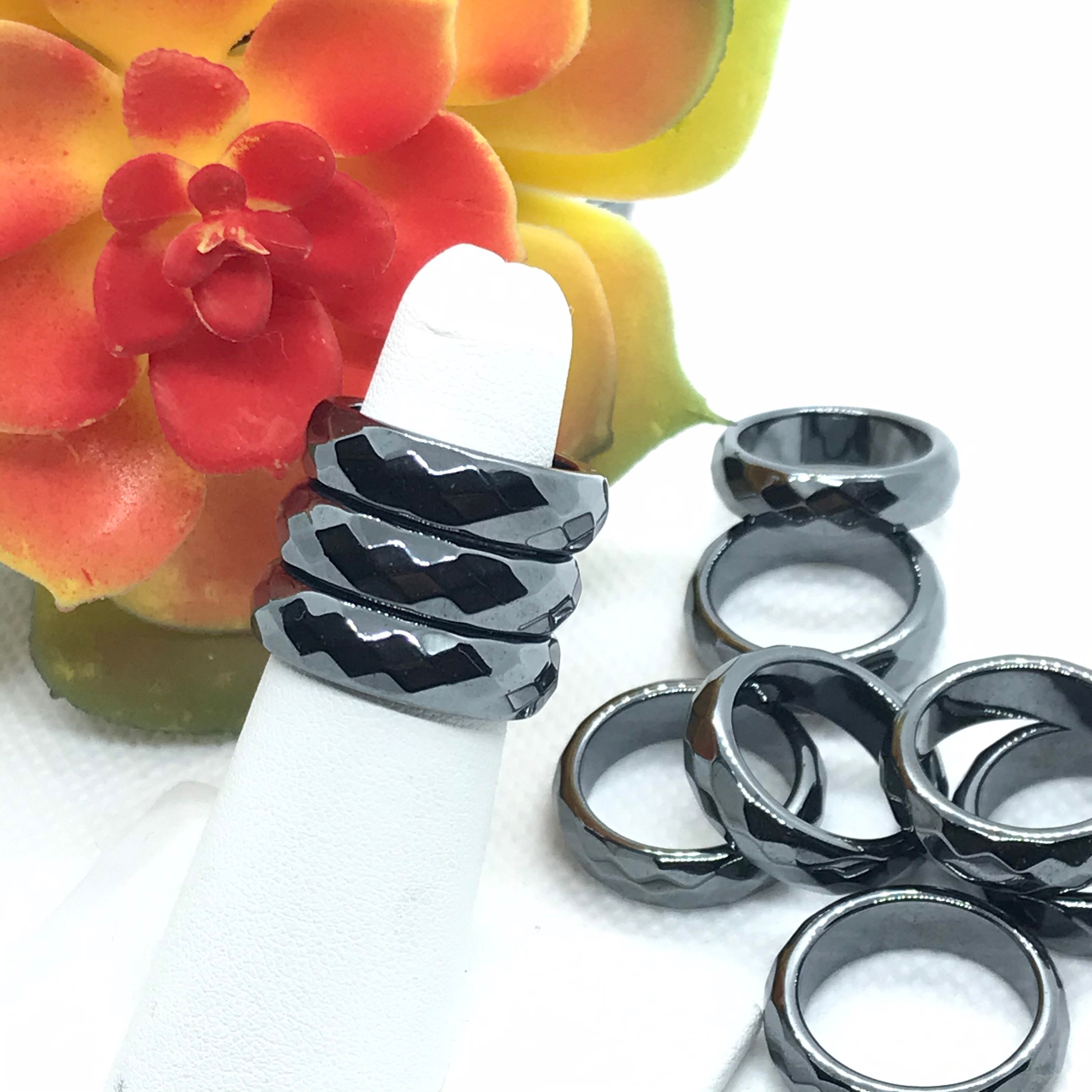 ヘマタイト リング、6 mm ハンドメイド ヘマタイト スタッキング
