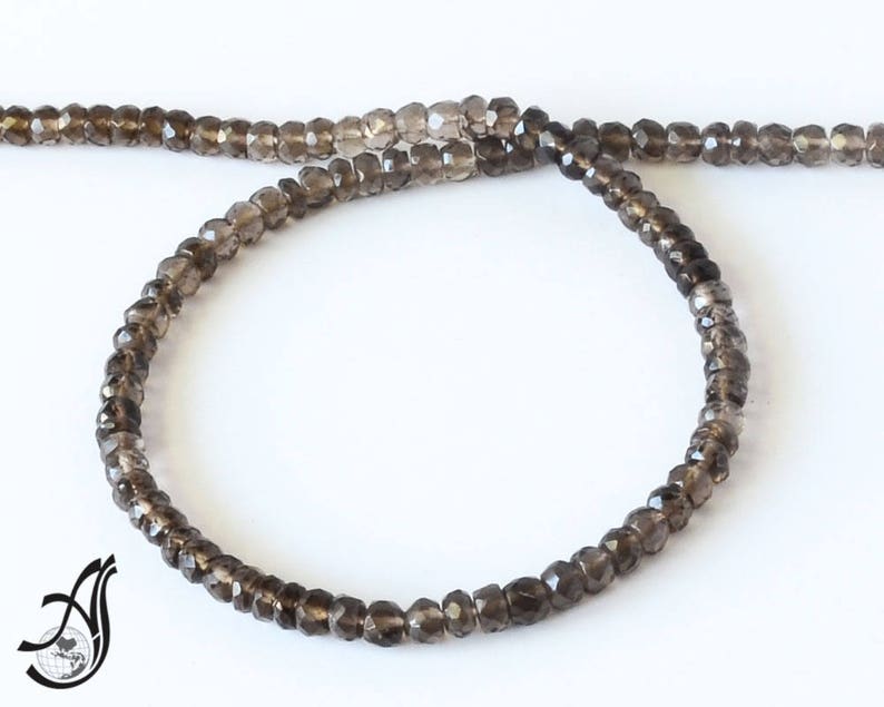15 inch,creative.100/% Natural code-I.AI Smokey Quartz Facette Shaded Roundale 5 mm appx