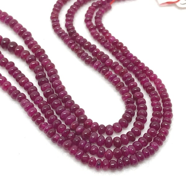 Natural Ruby Beads AAA+ Ruby  Rondelle 3 to 4 mm 15 inch ,Top Quality Red Ruby For jewelry  Ruby Beaded Necklace For women (1055)