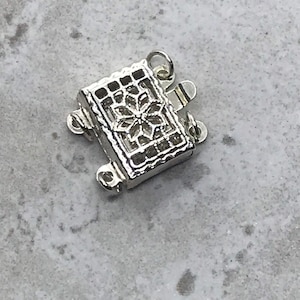 Sterling Silber 2 Strang Verschluss, filigraner rechteckiger Verschluss, kreatives Design (Ein Stück)) AYS-SPC-8-TWO Strand