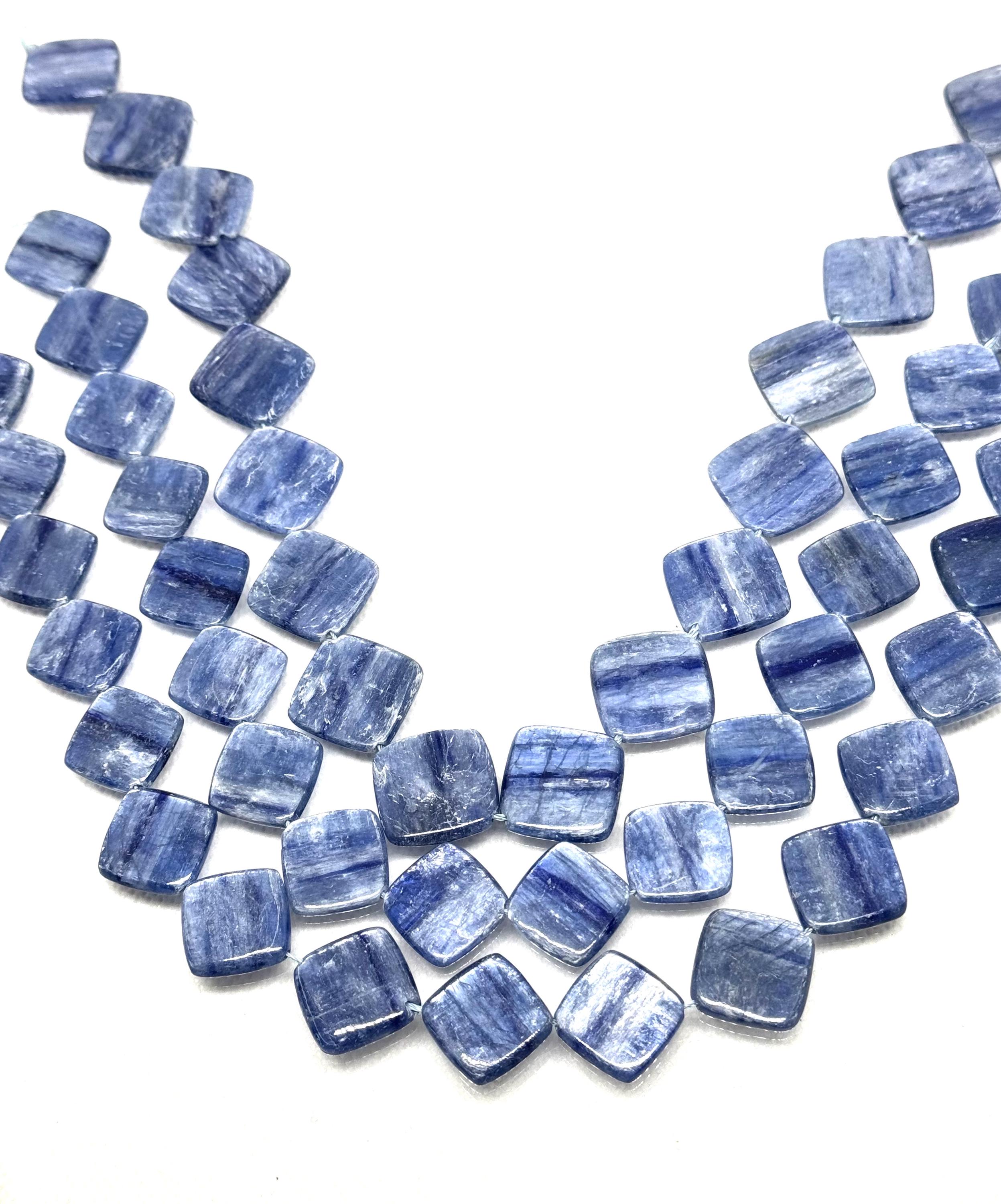 AAA Kyanite Bead, 20x20 Kyanite square Bead Necklace, Blue Kyanite For Jewelry making, September Birthstone, 16 Inch Strand,(#1448)