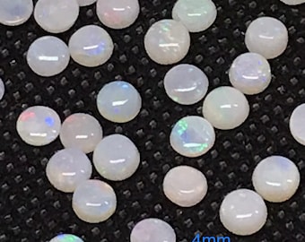 AAA Natural Australian Opal, 4 MM Round Opal Cabochons, Brilliant Rainbow Fire Opal Gemstone For Ring, October Birthstone (# CB 00319)