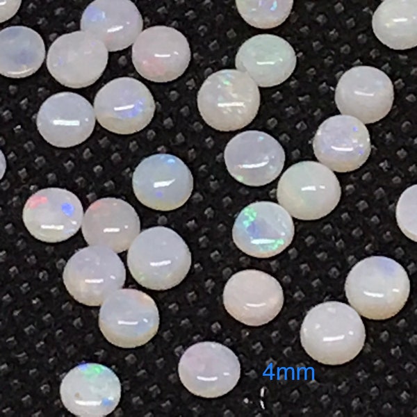 AAA Natural Australian Opal, 4 MM Round Opal Cabochons, Brilliant Rainbow Fire Opal Gemstone For Ring, October Birthstone (# CB 00319)
