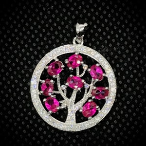 Ruby Pendant, 925 Sterling Silver Pendant For Women, Anniversary Gift, Women&#39;s Jewelry, 16 Inch