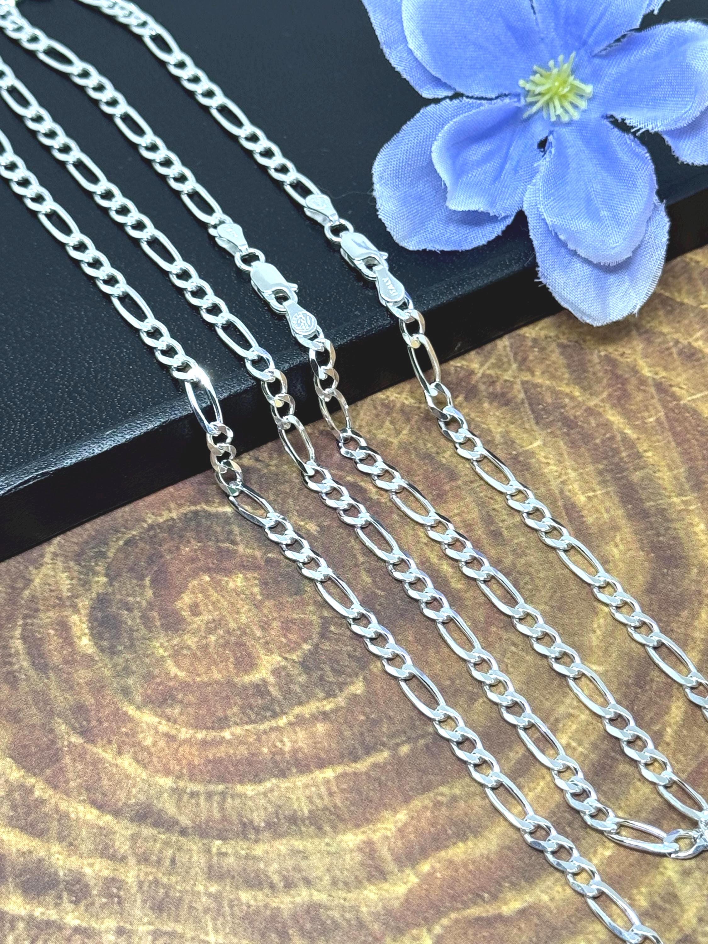スターリングシルバー フィガロチェーンネックレス、925スターリング