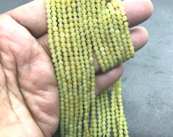 Natural Yellow Gaspite Bead Strand, 3mm Round Cabochon, 14 Inch