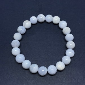 100% Natural Lace Agate Bracelet, 9mm Blue Agate Bracelet For Men/women, Unisex Jewelry, Smooth Agate bead Bracelet, Adjustable Bracelet
