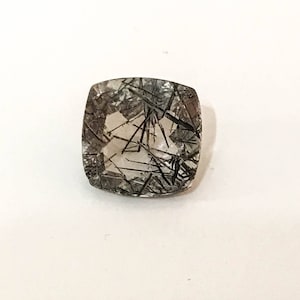 AAA Tourmalinated Quartz, Cushion Cut Quartz, Black & White, Best Pattern of Black Tourmalinated Quartz For Ring, (#G00035)