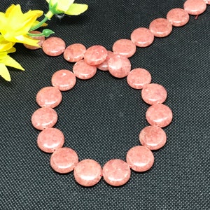 AAA High Quality Natural Rhodochrosite  coin Beads, 18 & 16 mm Smooth , Necklace, for jewelry making, For Man/Women, Gemstone Bead,16 inches