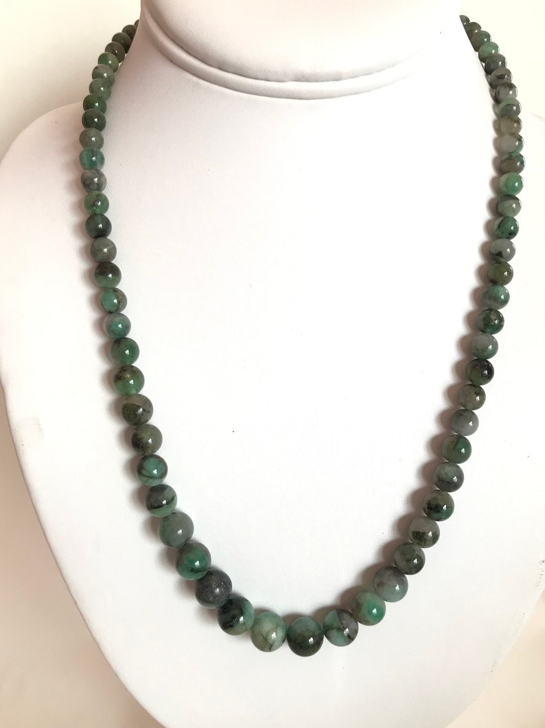 creative 21 inch Beautiful Natural Emerald Round Necklace Lay out,16 mm to 9 mm appx. 001038 Green color,Graduated 100/% Natural