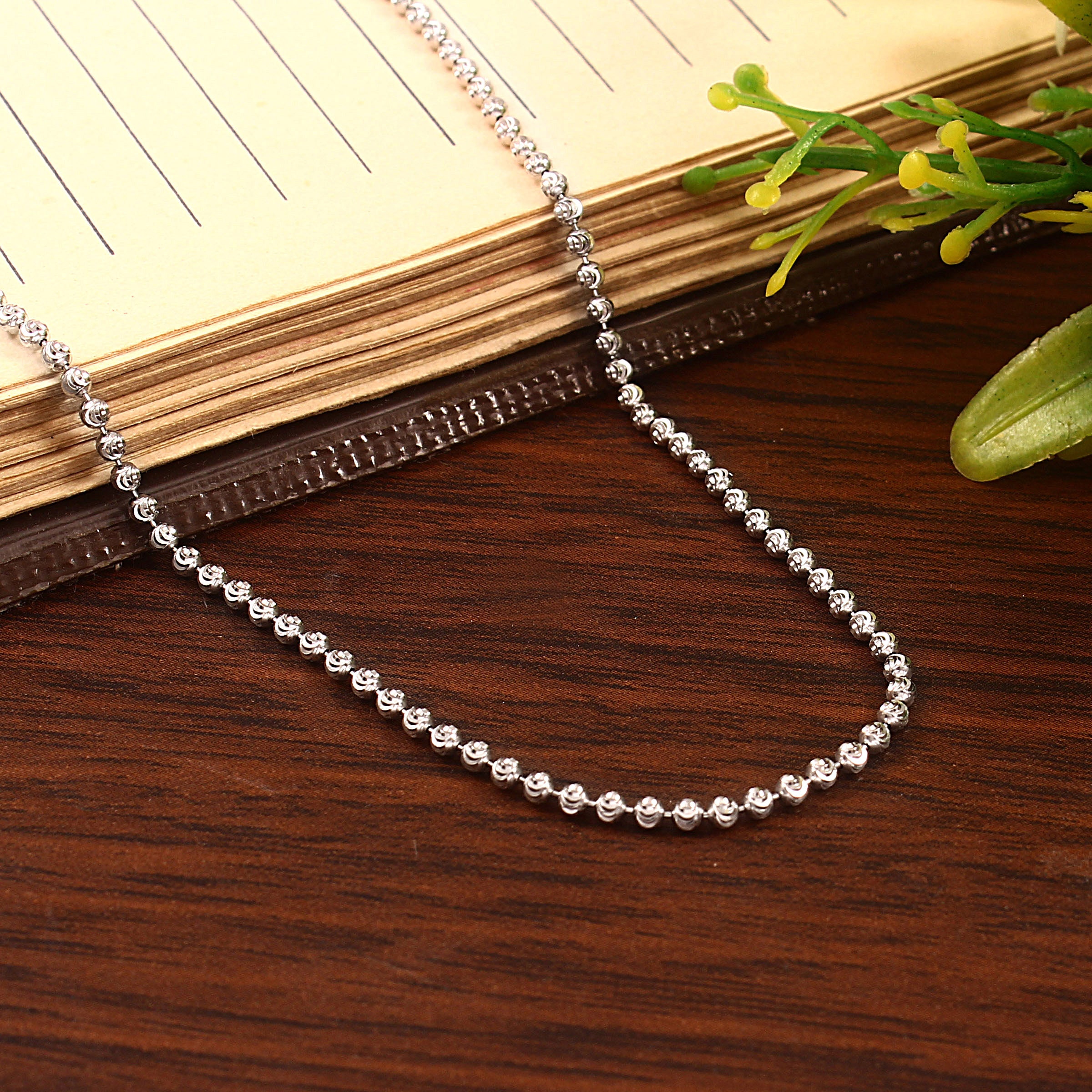Moon Cut Chains, 925 Sterling Silver Half Moon Cut Station Chain ...