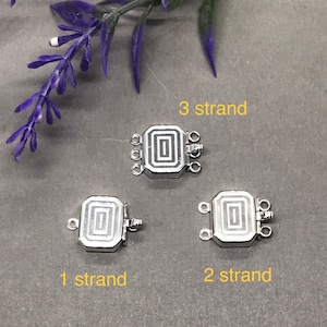 Engraved Sterling Silver Rectangular Box Clasp, 1-3 Strand Necklace Connector