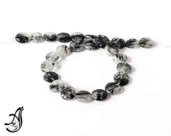 Tourmalinated  Coin Plain 16mm, Black & white, Best Quality, AAA Quality 16 mm appx.  16 inch full strand, 100% natural Calibrated.