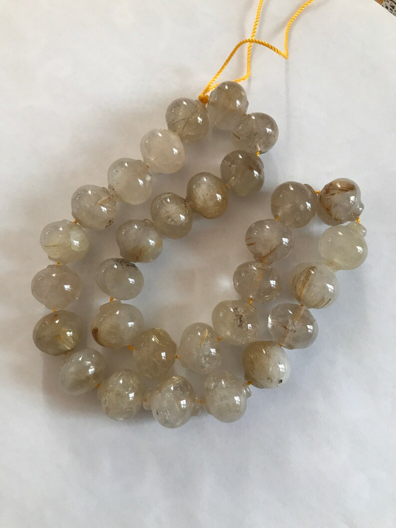 100/% Natural Rutilated Round Fancy Plain Roundale 0008 Creative Designer/'s choice,Off white color,Rare, Exception 16 inch 15 mm appx