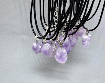 Irregular Amethyst Necklace Crystal Natural Purple Stone Quartz Pendant Amethyst Rock healing Necklace