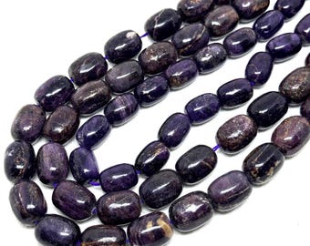 Natural Sugilite Oval Beads, Purple Gemstone Necklace Strand (18.4x15.6mm)