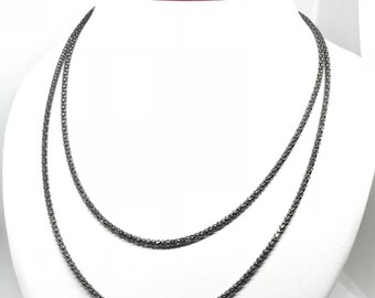 Italienische schwarze Popcorn Kette, 925 Sterling Silber mit schwarzem Rhodium Kette für Mann, Geschenk für Frauen (PC-250 DR )