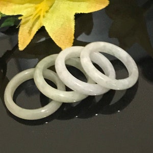 Natural Jade Ring 3MM, White Jade Ring For Women/Men, Jadeite Band Ring Size 5, march Birthstone Ring, Ready To Wear, Size 4.5 - 9.5 US