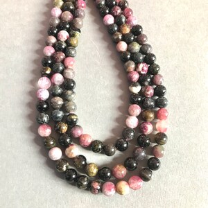 100% Natural Tourmaline Beads, Multi Color 8mm Round Tourmaline Smooth Beads For Jewelry Making, Loose Gemstone Beads, 16 Inch Strand  Beads