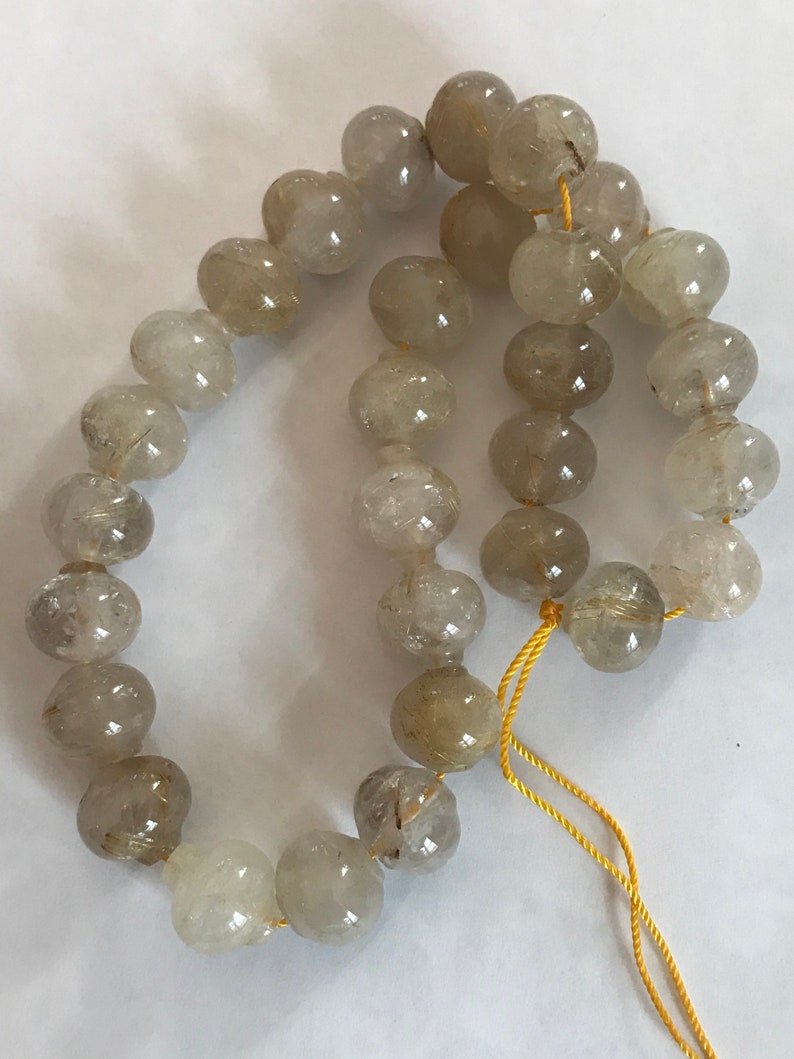 100/% Natural Rutilated Round Fancy Plain Roundale 0008 Creative Designer/'s choice,Off white color,Rare, Exception 16 inch 15 mm appx