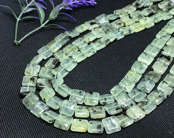 Natural Prehnite Bead, 7x8MM Square Shape Prehnite, Green Gemstone Bead, Faceted Prehnite, Gift For Women