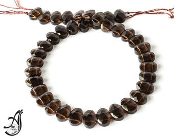 100% Natural Smokey Quartz Bead, 10x14mm Oval cut Brown Quartz, Loose Double Side Drilled Quartz Bead Necklace For Women, 15 Strand Beads