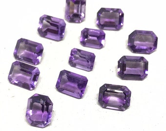 AAA Amethyst, Natural Amethyst, 9x7mm Octagon Cut Amethyst, Amethyst Pair, Purple Amethyst ( G-00119)