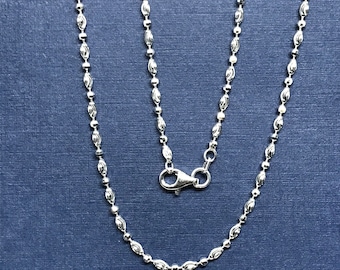 Catena Sfere Taglio Diamante Collana In Argento Sterling 925