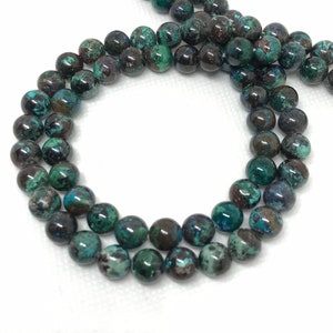 8MM, 10MM Chrysocolla Beads, AAA Quality Chrysocolla Round Necklace, Gift For Women, Blue Chrysocolla Gemstone, 16 Inch Strand (#1172)