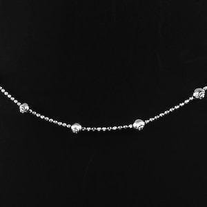 Moon cut Chains, 92 Sterling Silver Bead Station Chain Necklace For Men/Woman, half Moon cut Italian Ball Chains, Gift For Womens, 18 Inch