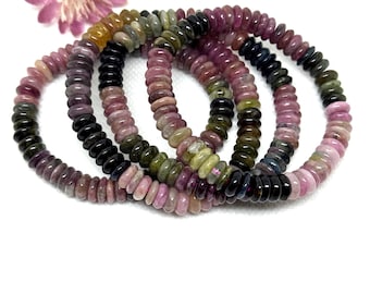 Tourmaline Multicolor Rondale 9 mm Bracelet, stretchable, nice quality. One of a kind,100% natural, Earth mined